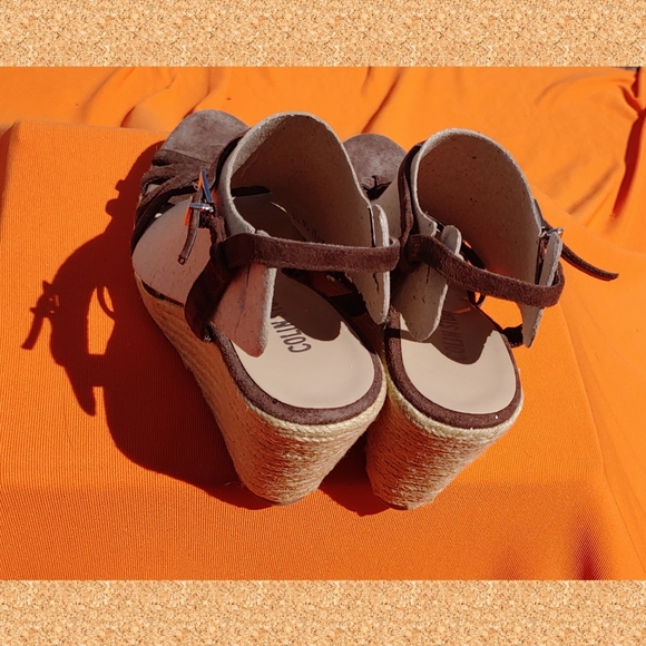 ON TREND 🌻 VS Brand Colin Stuart Suede Espadrille Wedge Sandals 8 - Picture 3 of 5